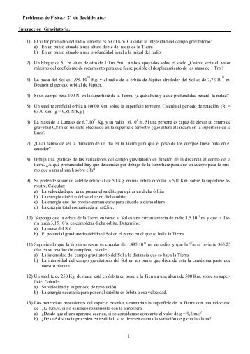 Problemas de Física.- 2º de Bachillerato.- Interacción Gravitatoria. 1 ...