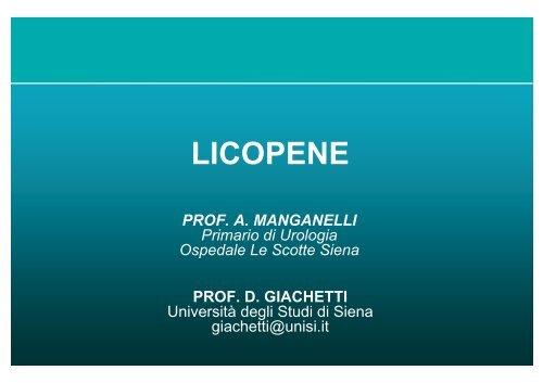 carcinoma prostatico - Ordine dei Farmacisti della Provincia di Siena