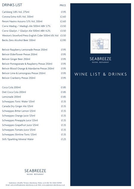 drinks list - Seabreeze