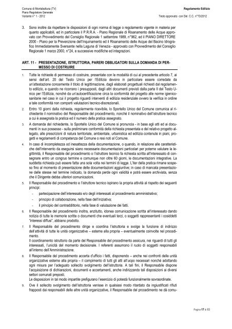 Regolamento Edilizio - Comune di Montebelluna