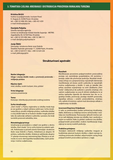 KNjIGA SAžETAKA / BOOK Of ABSTRACTS - Treći međunarodni ...