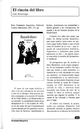 Comentario al libro de Umberto Eco "Baudolino"