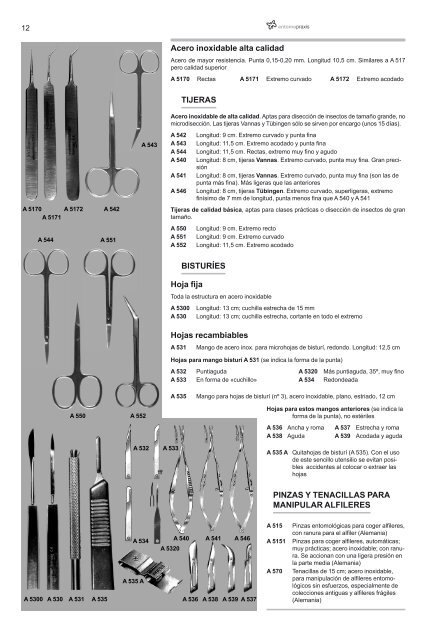 Material entomológico Catálogo 2012 - 2014 - Entomopraxis