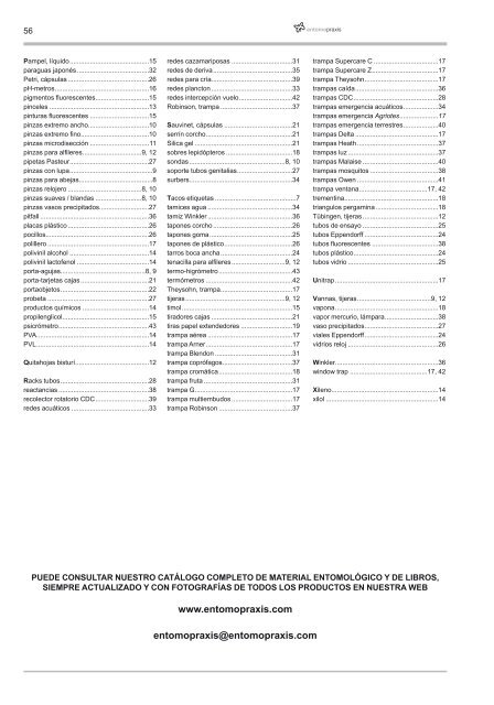 Material entomológico Catálogo 2012 - 2014 - Entomopraxis