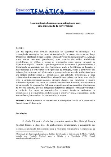 Da comunicação humana a comunicação em rede ... - Insite.pro.br