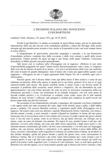 l'incisione italiana del novecento luigi bartolini - Fondazione ...