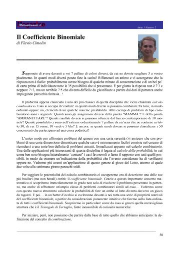 Il Coefficiente Binomiale - Matematicamente.it