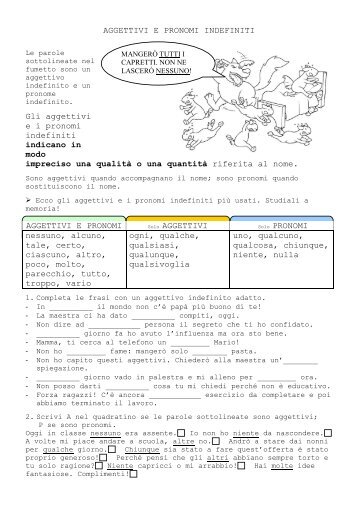 AGGETTIVI E PRONOMI INDEFINITI Gli aggettivi ... - La Teca Didattica