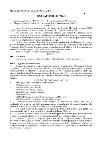 contratto di servizio parcheggi - Comune di Altopascio