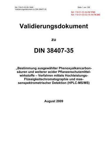 Validierungsdokument DIN 38407-35 - Wasserchemische Gesellschaft