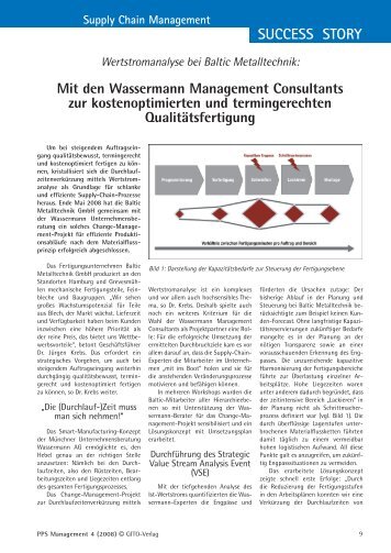 Wertstromanalyse bei der Baltic Metalltechnik - Wassermann AG