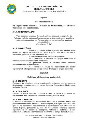 Regimento das Reuniões Mediúnicas.pdf - Instituto de Estudos ...
