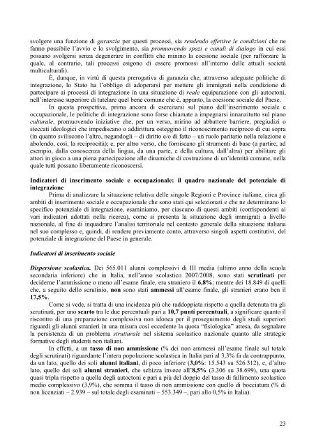 CNEL - Rapporto Integrazione Immigrati in Italia