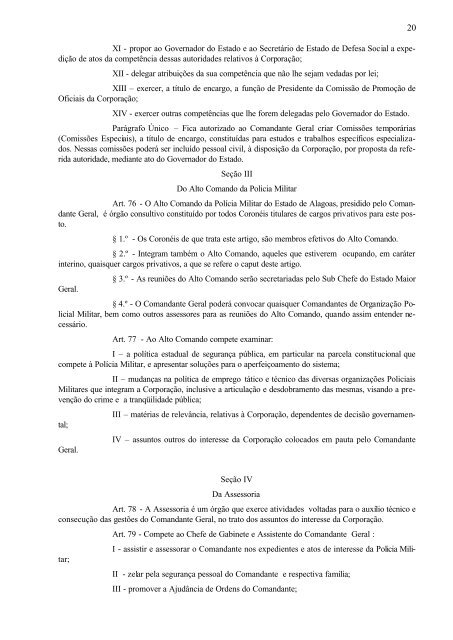 lei de organização básica da polícia militar - Polícia Militar de Alagoas