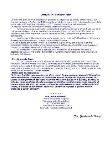 COMUNITA' BENEDETTINA - Home Page - Sac. Ferdinando Tiburzi ...