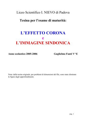 L'EFFETTO CORONA e L'IMMAGINE SINDONICA