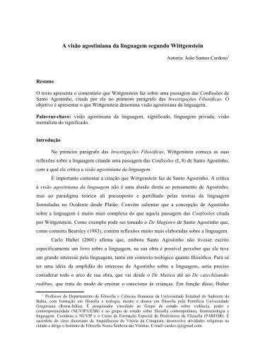 A visão agostiniana da linguagem segundo Wittgenstein ... - Uesb