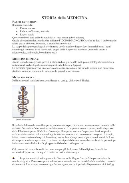 STORIA DELA MEDICINA riassunto mio - MedWiki