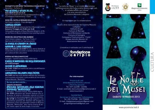 La No e dei Musei - Musei e beni culturali del lodigiano
