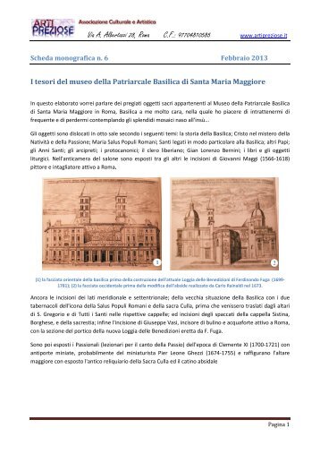 Il Tesoro della Basilica Patriarcale di Santa Maria ... - Arti Preziose