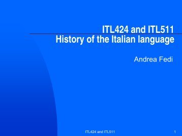 ITL424 and ITL511 History of the Italian language - campo7.com