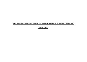 relazione previsionale e programmatica per il periodo 2010 - 2012