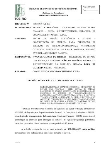 Decisão Monocrática nº 35/2013/GCVCS - Tribunal de Contas do ...
