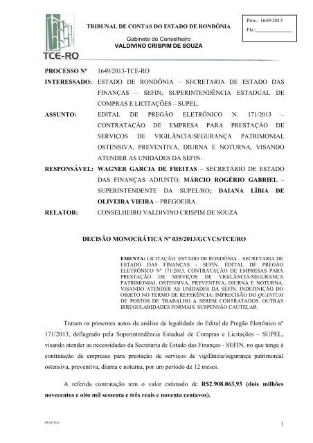 Decisão Monocrática nº 35/2013/GCVCS - Tribunal de Contas do ...