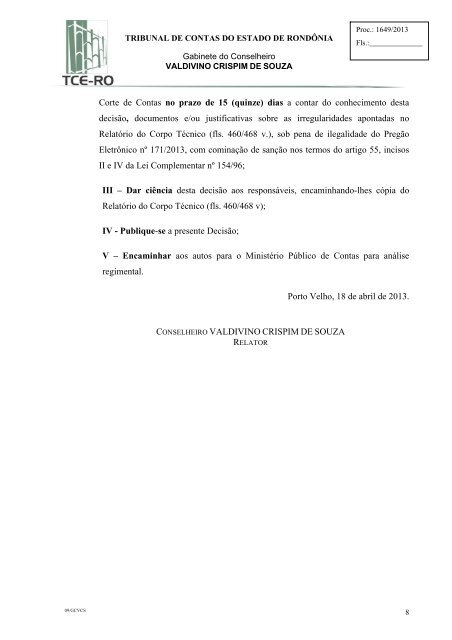 Decisão Monocrática nº 35/2013/GCVCS - Tribunal de Contas do ...