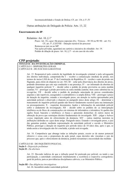 7. Do Inquérito Policial. Noções Gerais. Polícia Judiciária e ... - Unifap