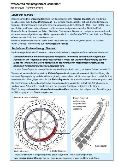 "Wasserrad mit integriertem Generator" - Segmentkranz - Wasserrad ...