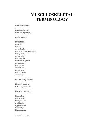 MUSCULOSKELETAL TERMINOLOGY