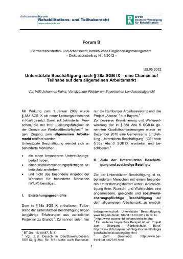 Unterstützte Beschäftigung nach § 38a SGB IX – eine Chance auf ...