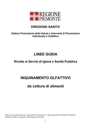 Inquinamento olfattivo da cottura di alimenti - Regione Piemonte