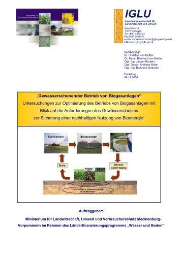 „Gewässerschonender Betrieb von Biogasanlagen ...