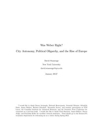 City Autonomy, Political Oligarchy, and the Rise of Europe