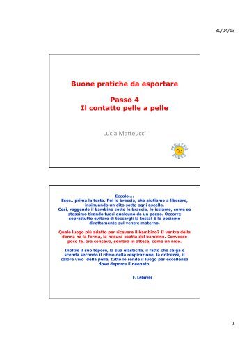 Buone pratiche da esportare Passo 4 Il contatto pelle a ... - Unicef