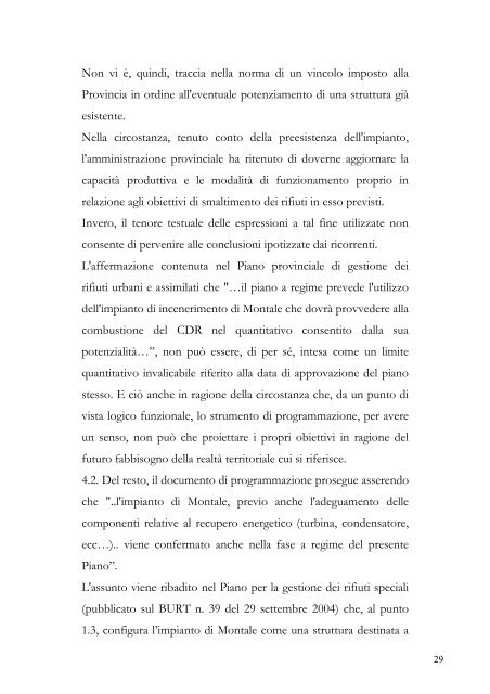 sentenza tar su ricorsi contro gli atti autorizzativi - Provincia di Pistoia