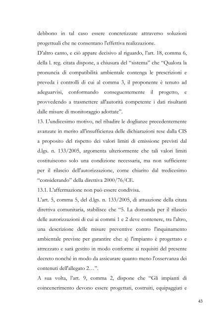 sentenza tar su ricorsi contro gli atti autorizzativi - Provincia di Pistoia