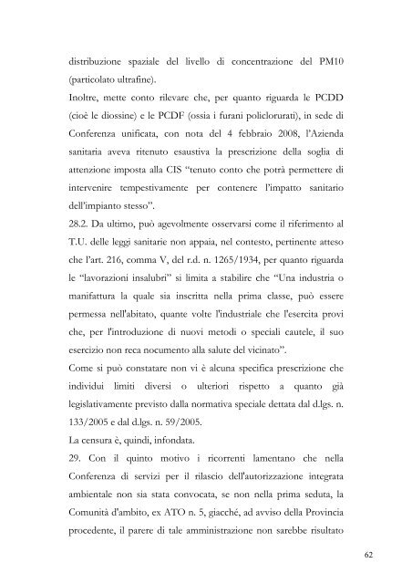 sentenza tar su ricorsi contro gli atti autorizzativi - Provincia di Pistoia