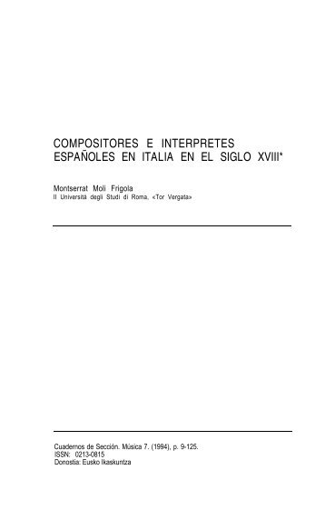 Compositores e intérpretes españoles en Italia en el siglo XVIII