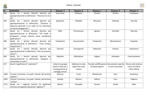 lingua italiana - Quiz-Concorsi-Online