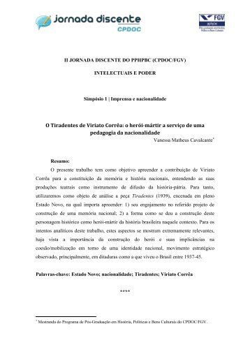O Tiradentes de Viriato Corrêa: o herói-mártir a serviço de ... - CPDOC