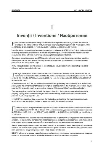 Invenţii / Inventions / Изобретения - agepi