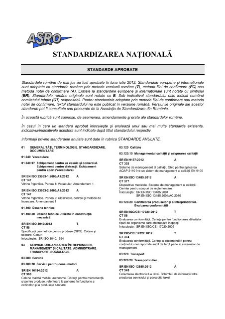 standardizarea naţională - ASRO