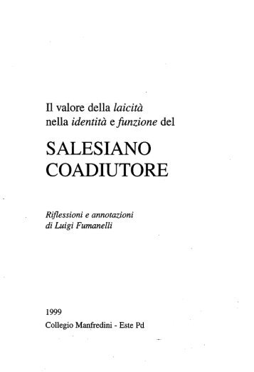 E un laico - Salesiano Coadiutore