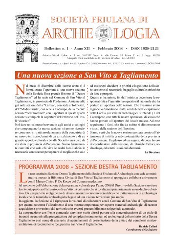 Anno XII - n. 1 - Febbraio 2008 - Società Friulana di Archeologia