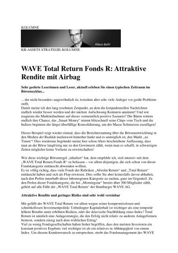 WAVE Total Return Fonds R: Attraktive Rendite mit Airbag