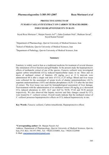 Pharmacologyonline 3:385-393 (2007 Reza Mortasavi et al