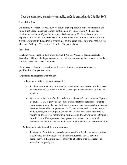 Cour de cassation, chambre criminelle, arrêt de cassation du 2 juillet ...